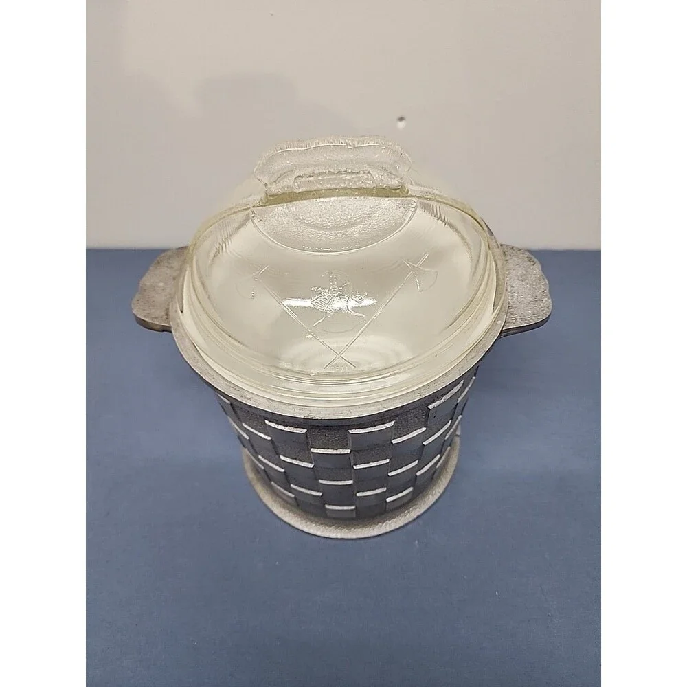 Guardian Service Ware Aluminum Ice Bucket w/ Plastic Liner & Original Glass Lid